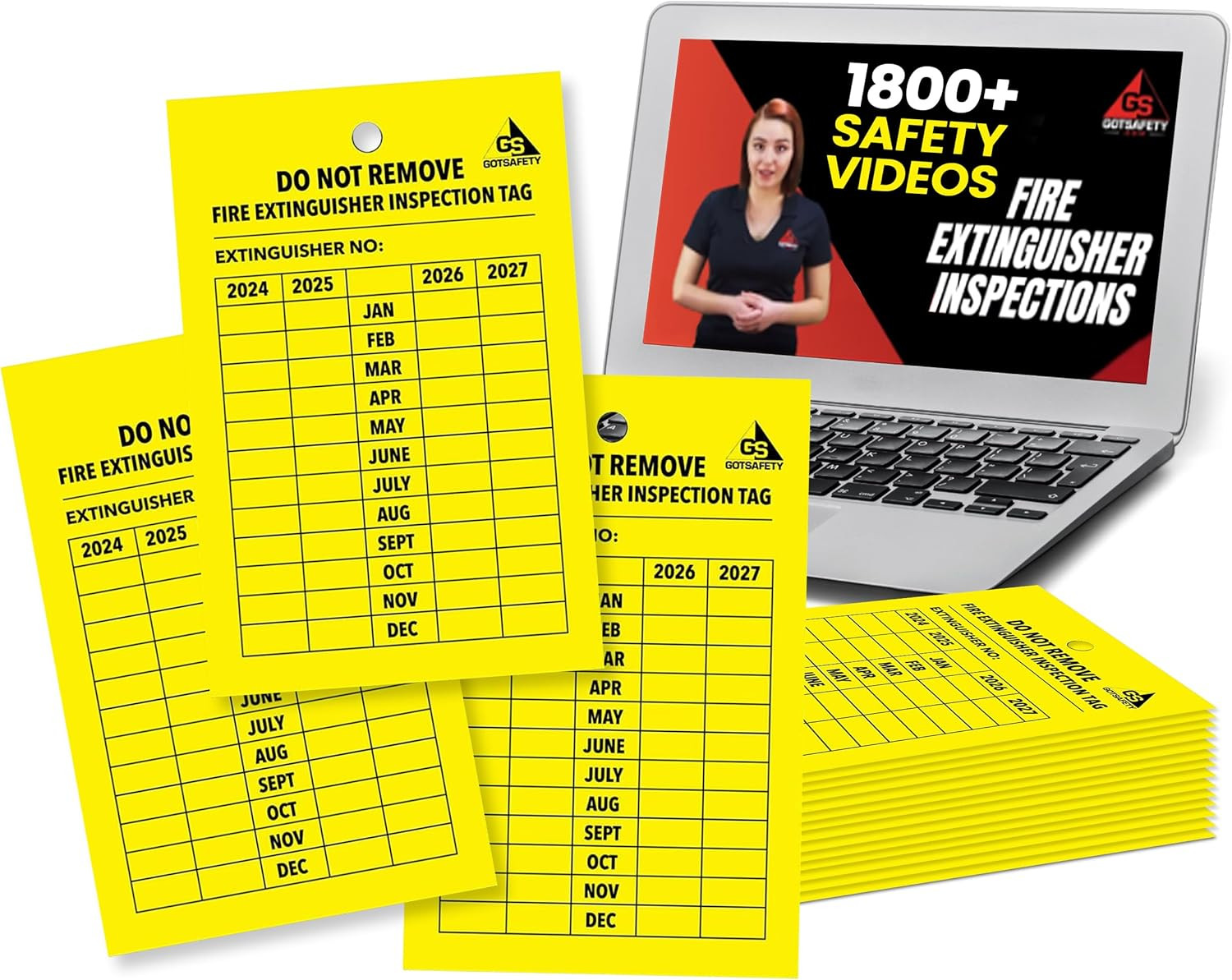 4 Year Fire Extinguisher Inspection Tags – [25 Pack] [2026-2029] Monthly Fire Ex