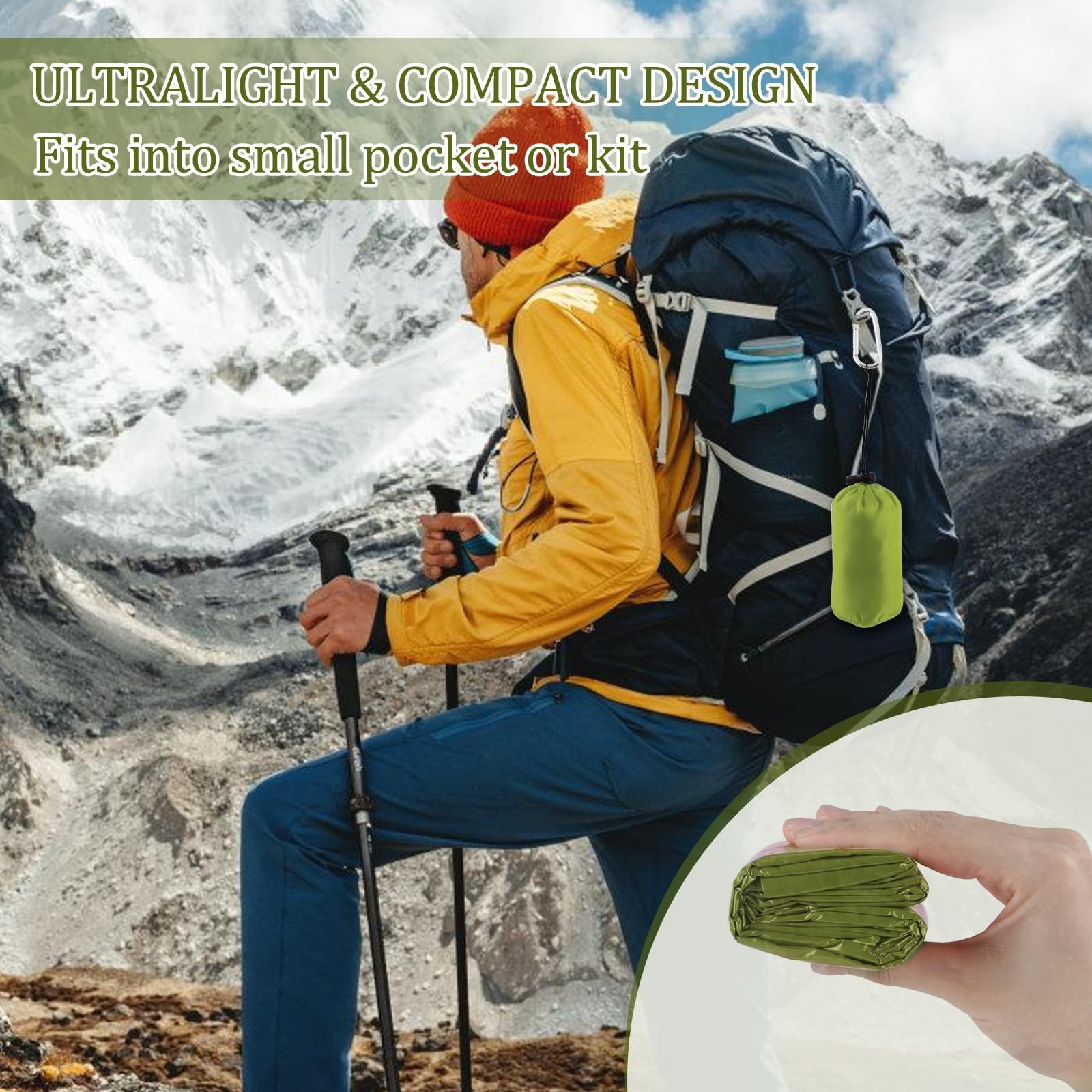 Emergency Sleeping Bag 2 Pack Portable Emergency Blanket for Survival Gear, T…