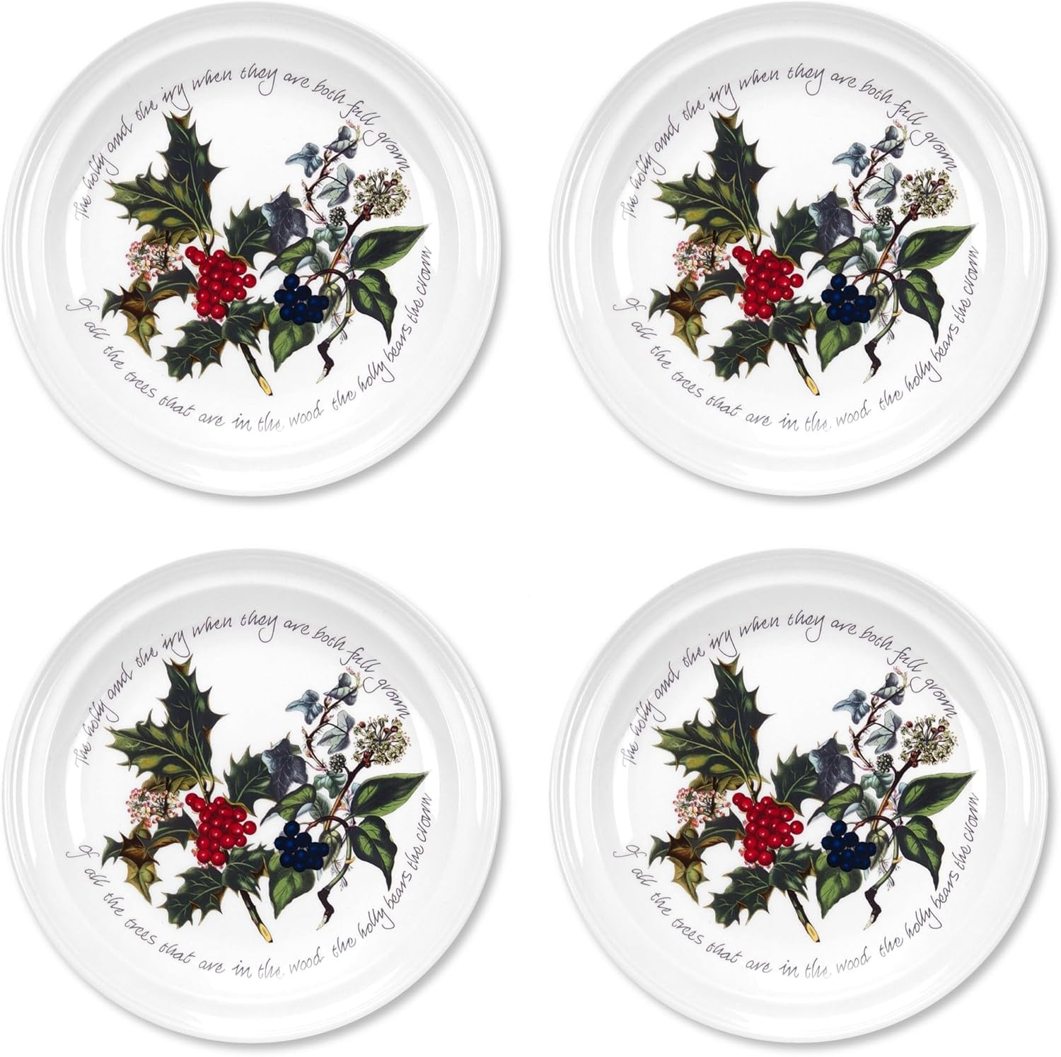 Holly and Ivy 10-inch Christmas Dinner Plates (Set of 4) – Festive Tableware, Be