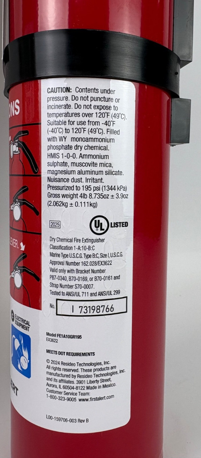 First Alert Fire Extinguisher For Home, UL Rated 1-A:10-B:C, Home1, Red
