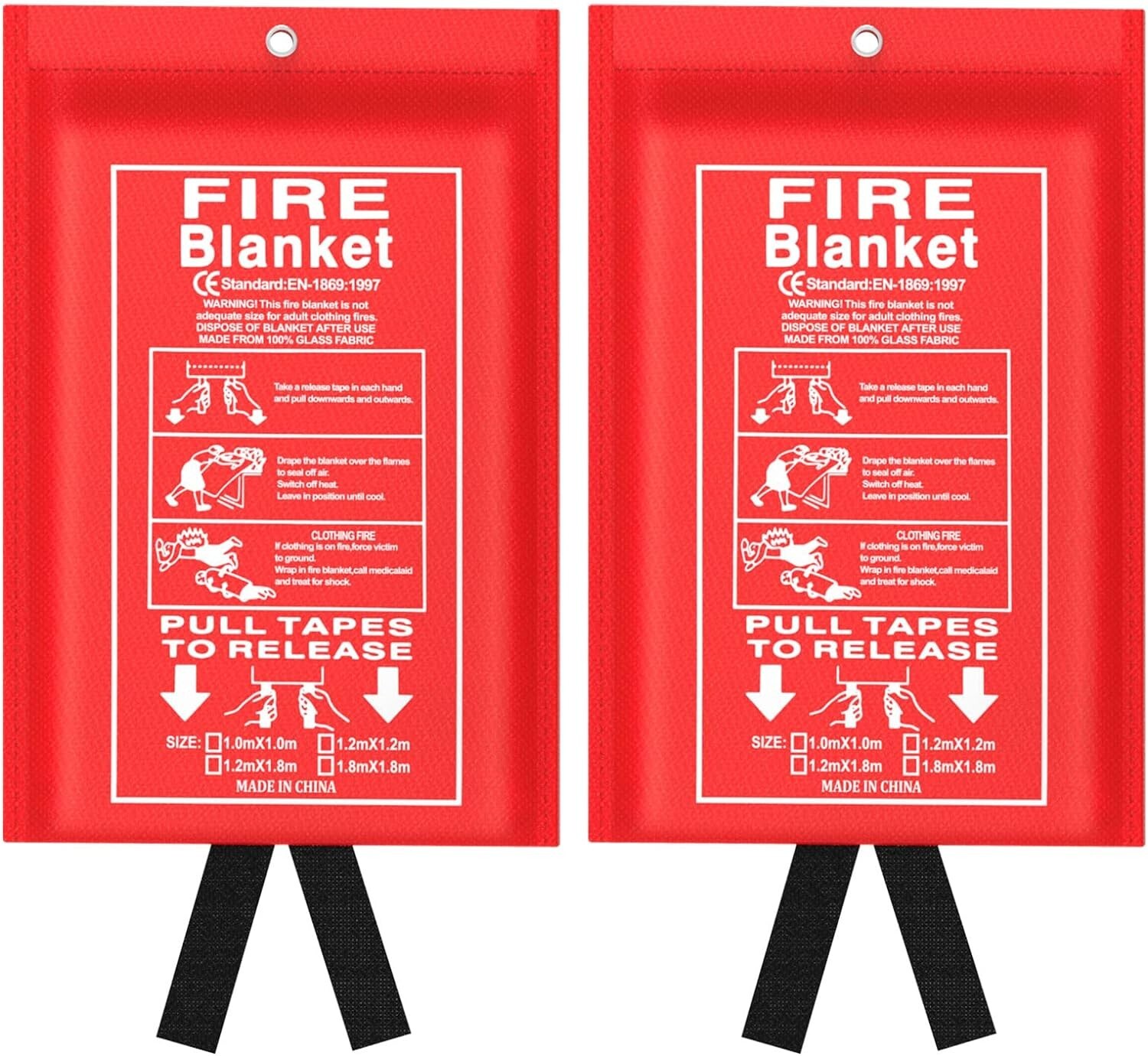 Emergency Fire Blanket for Kitchen and Home, 2 Pack 39.37” X 39.37” Fiberglass F