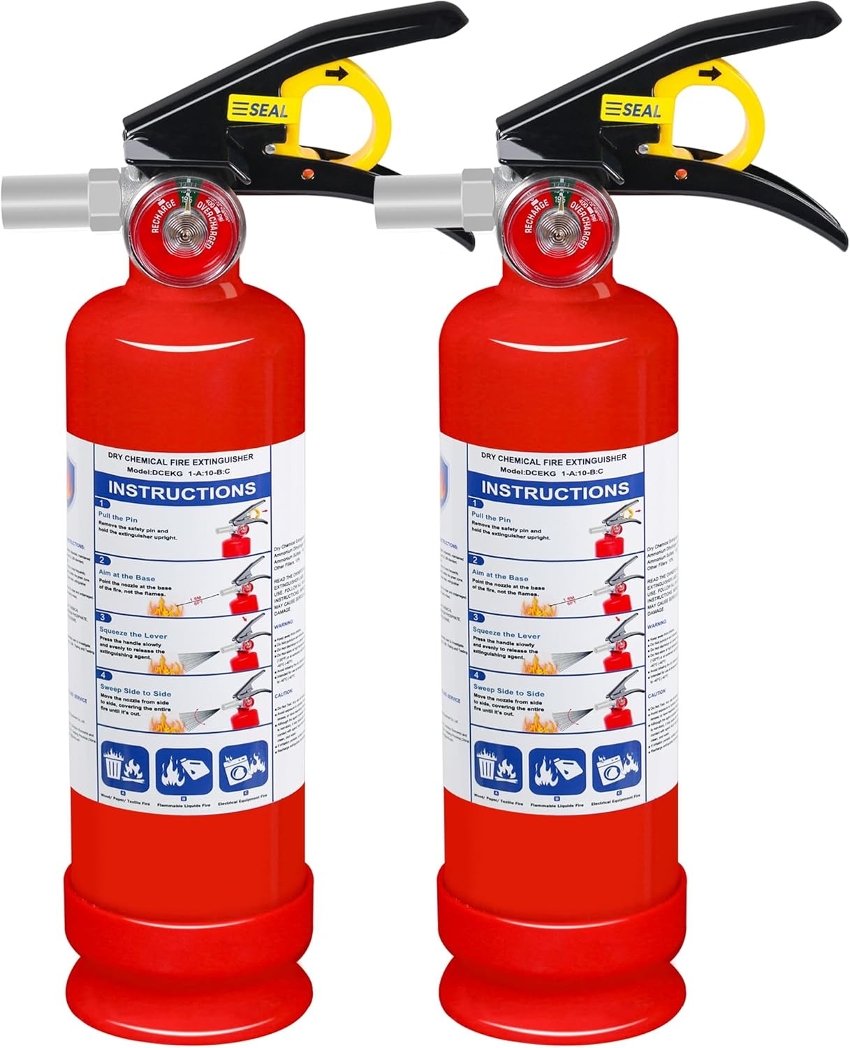 2 Pack ABC Dry Chemical Fire Extinguishers with Mount, 2.5 Lb 1A:10B:C Rating fo