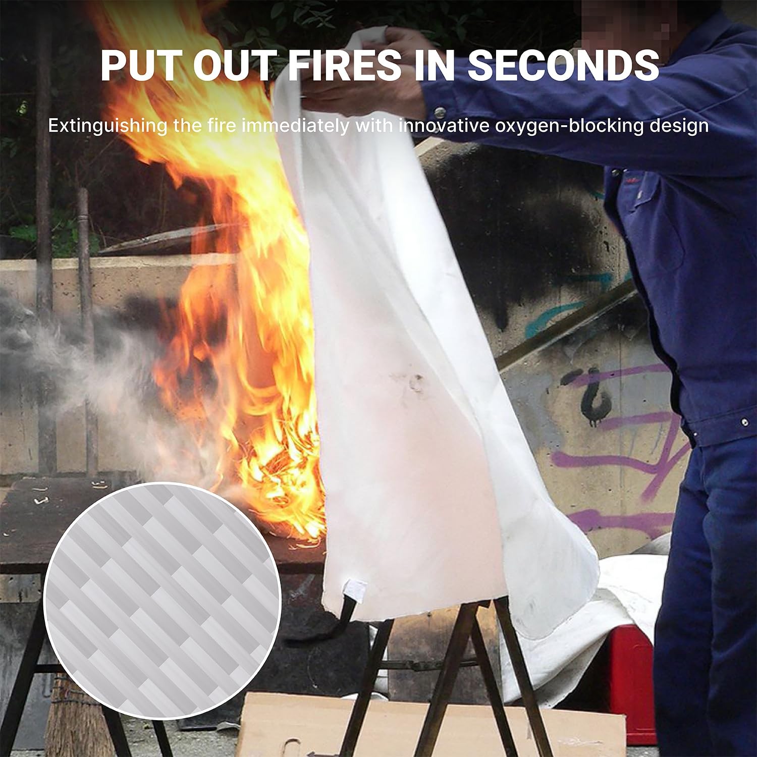 Emergency Fire Blanket, 2 Pack Fire Extinguisher Blanket, Fire Suppression Fa…