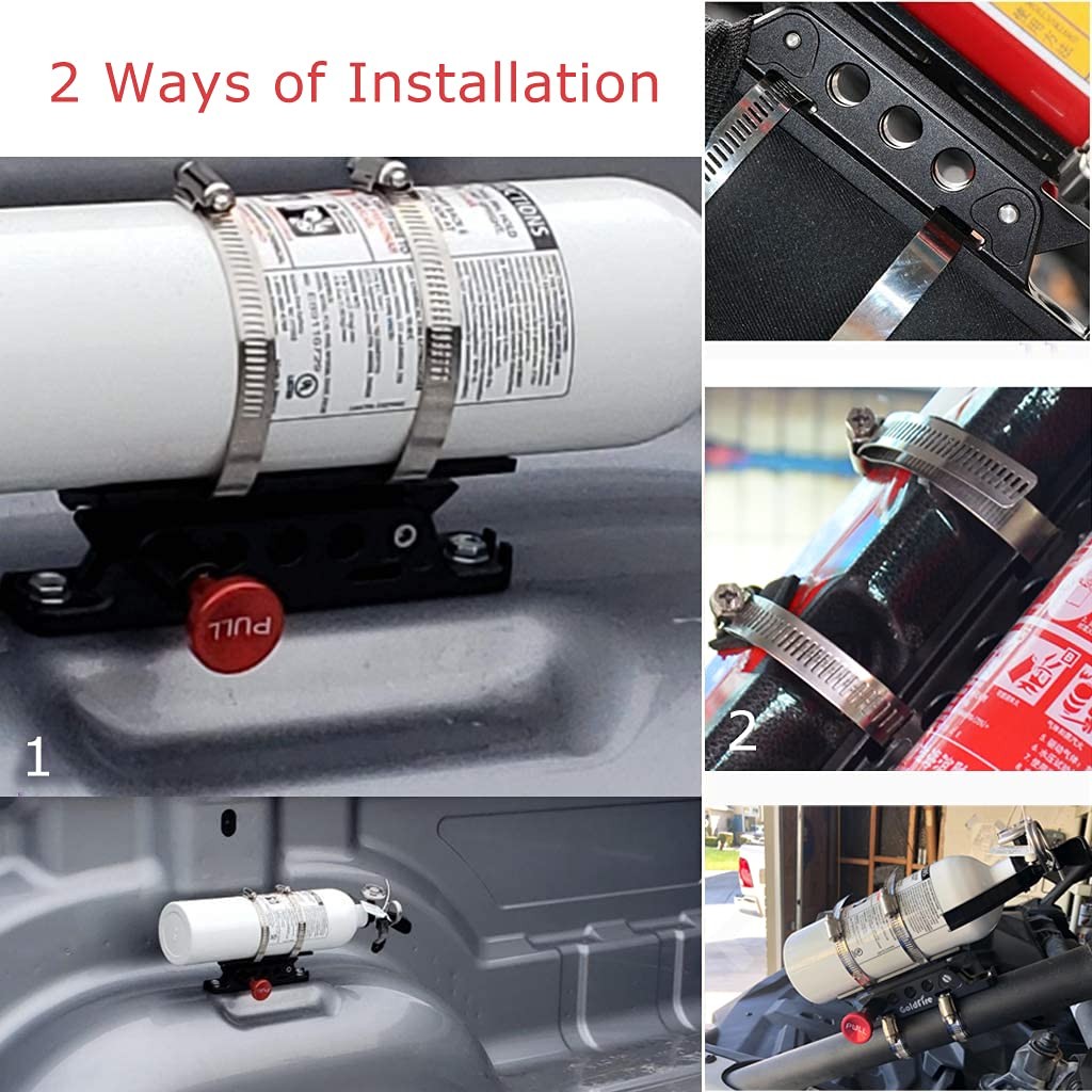 Quick Release Fire Extinguisher Mount Bracket Holder Aluminum Roll Bar Black