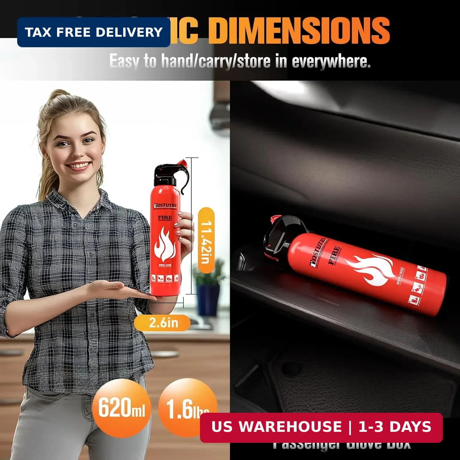 Upgraded 8-IN-1 Fire Extinguisher for Home Vehicle Car Kitchen Boat, Small Fire
