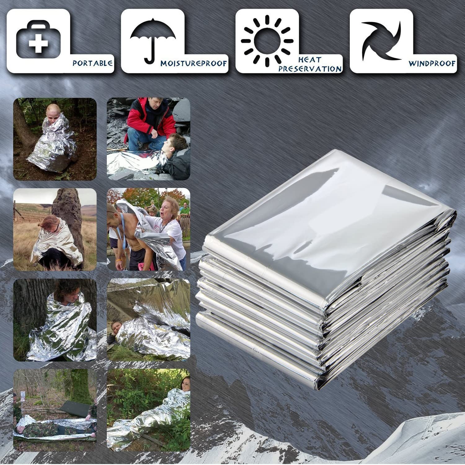 Emergency Mylar Thermal Blankets, Designed for Outdoors, Survival Reflective …