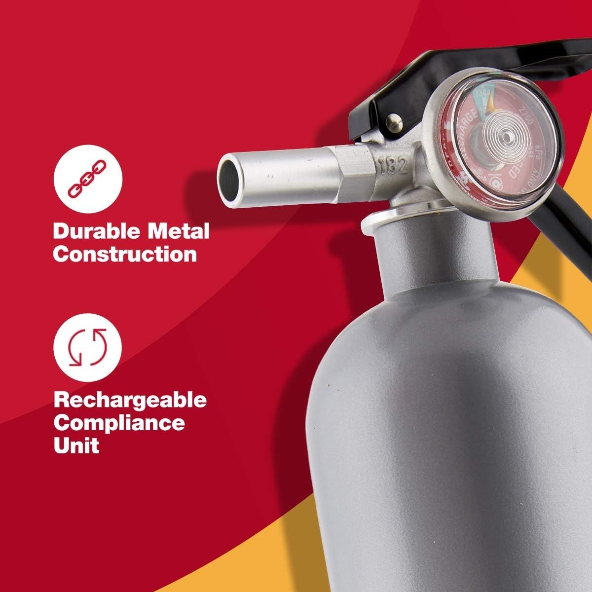 Stylish Pewter Fire Extinguisher, Rated 1-A:10-B:C, Rechargeable Safety Tool