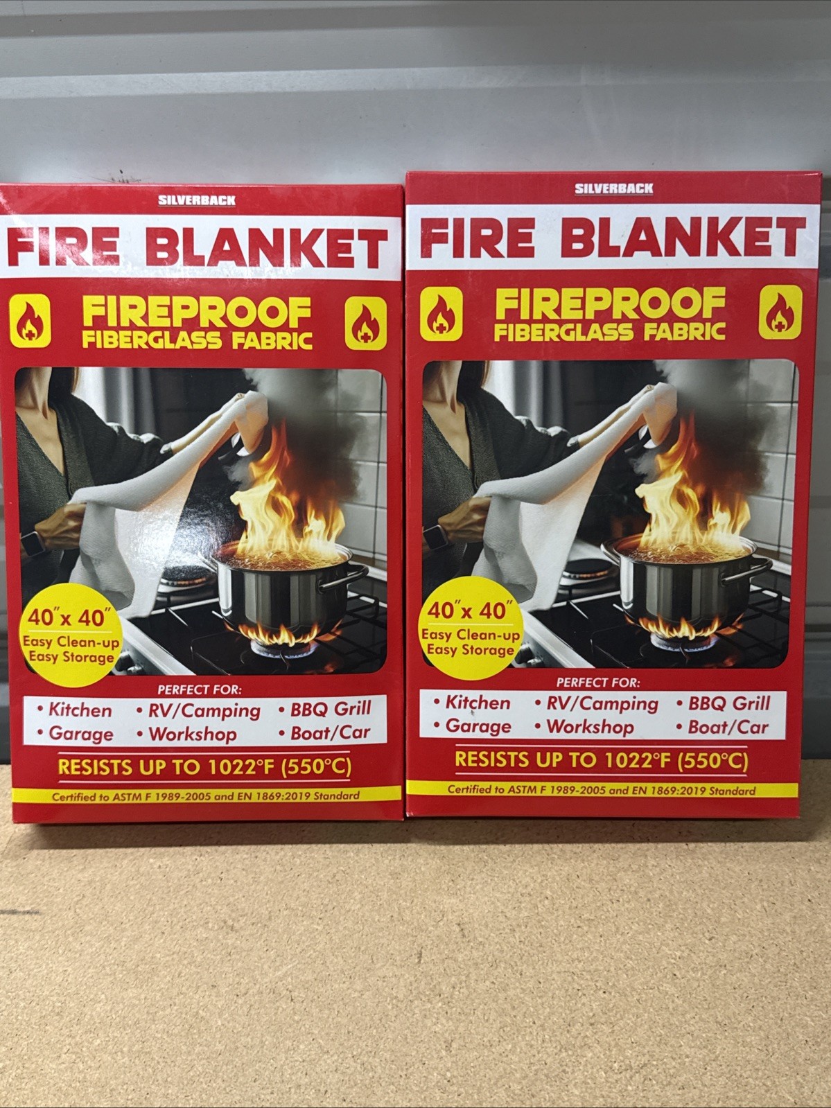 (2) Silverback 40″ X 40″ Fireproof Fiberglass Fabric Fire Blanket .. NIB