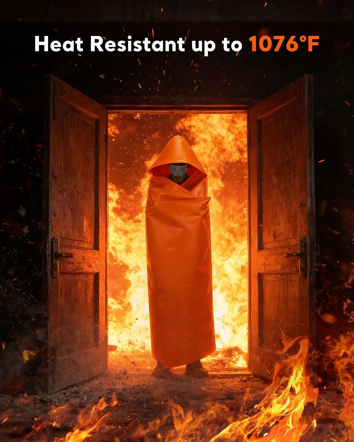 Emergency Fireproof Cloak Hood XL 1076°F Heat Resistant Silicone Coated for