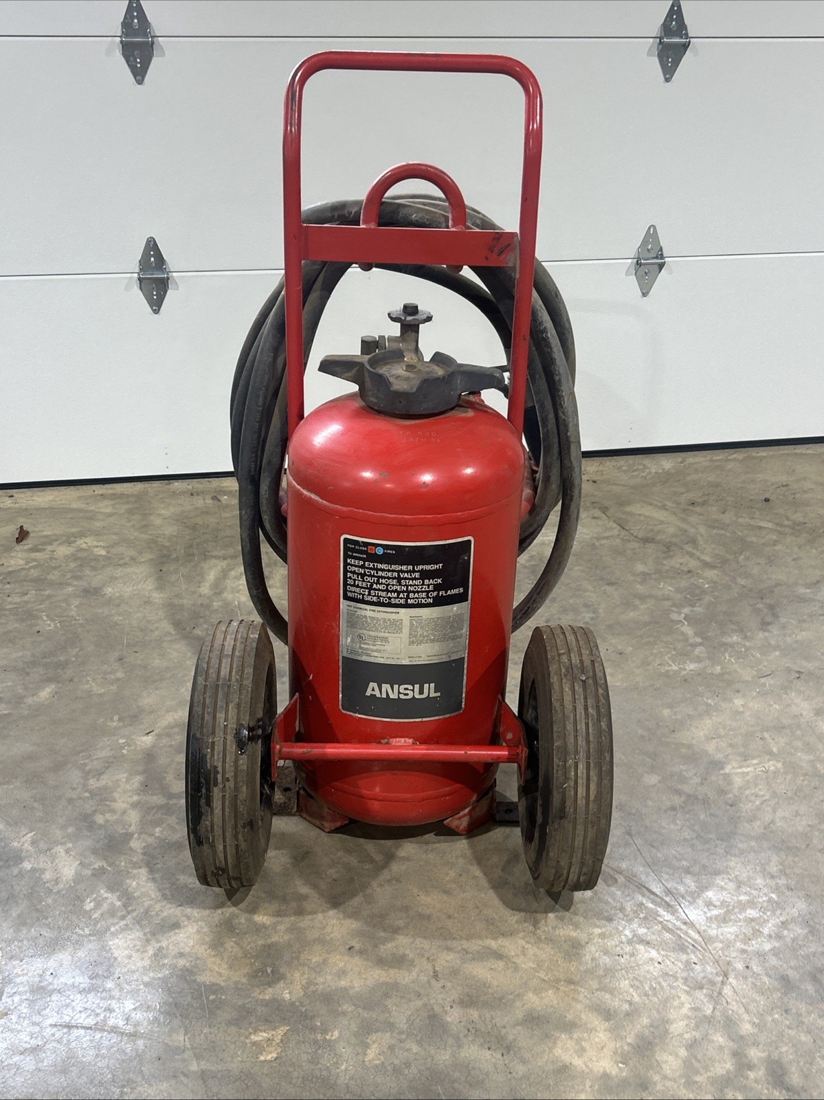 Ansul dry chemical fire extinguisher Model L-k-150D Class B,c Fires Wheeled Fire