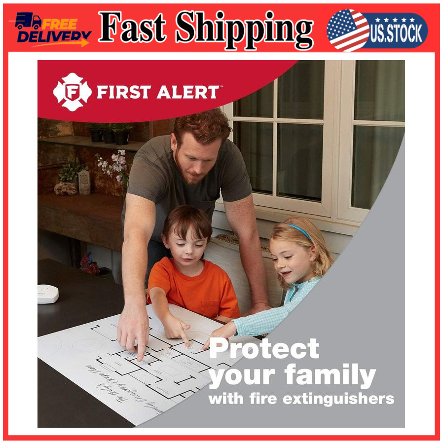 First Alert HOME2PRO Fire Extinguisher – Rechargeable, 2-A:10-B:C, UL Rated, Red