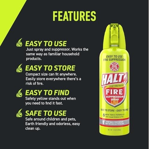 10oz Non-Toxic Fire Safety Spray – PFAS-Free Handheld Suppressor for Home, BBQ,