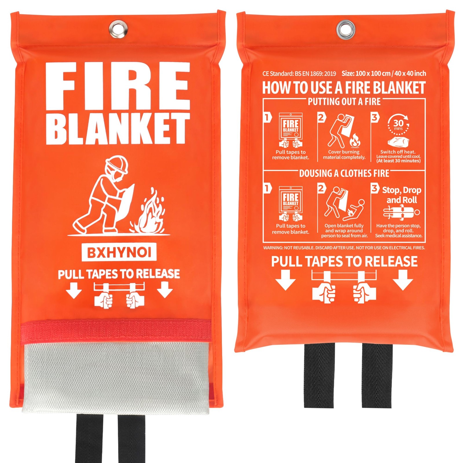 Fire Blanket for Kitchen and Home – 2 Pack 40″x 40″ Fire Suppression Blanket …