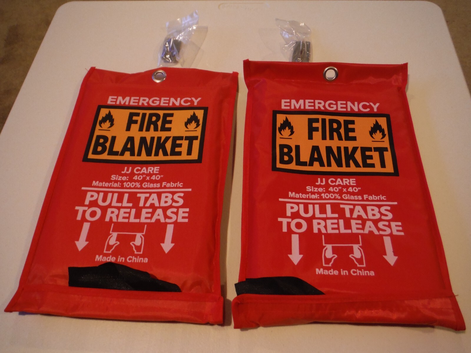 (2) Pack Emergency Fire Blankets With Hooks