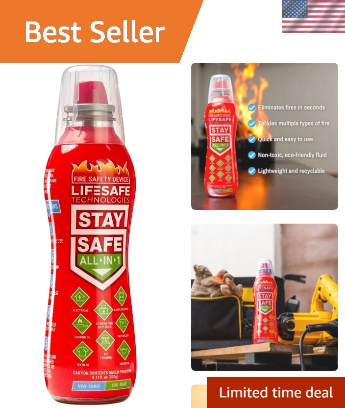 StaySafe All-in-1 Portable Fire Extinguisher, Compact Fire Spray Easy to use …