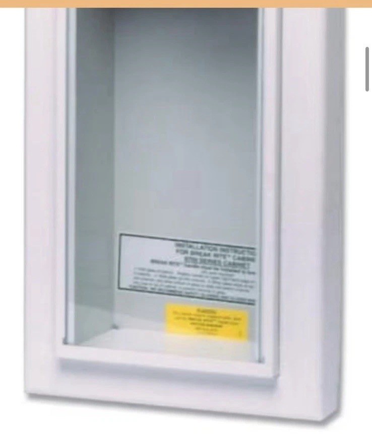 Kidde Fire Extinguisher Wall Cabinet White Galvanized Steel Glass Storage