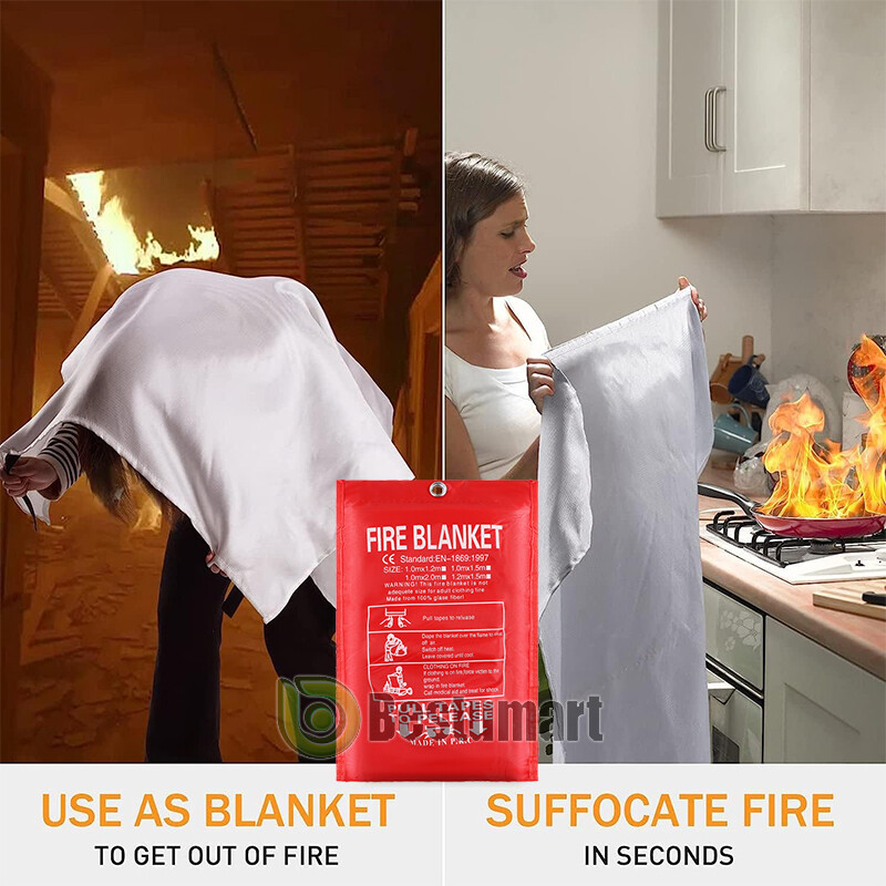 LARGE FIRE BLANKET 2-6Pack, 59”x59” Fiberglass Retardant Prepared Emergency