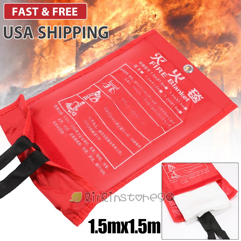 FIRE BLANKET Fiberglass Emergency Home Office Retardant Prepare LARGE 1/1.2/1.5m