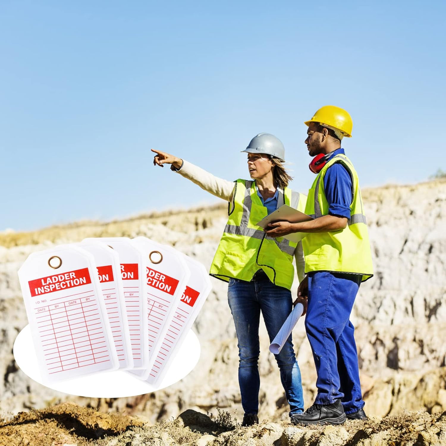 Ladder Safety Inspection Tags, Accident Prevention Tag, Double-Sided Inspection