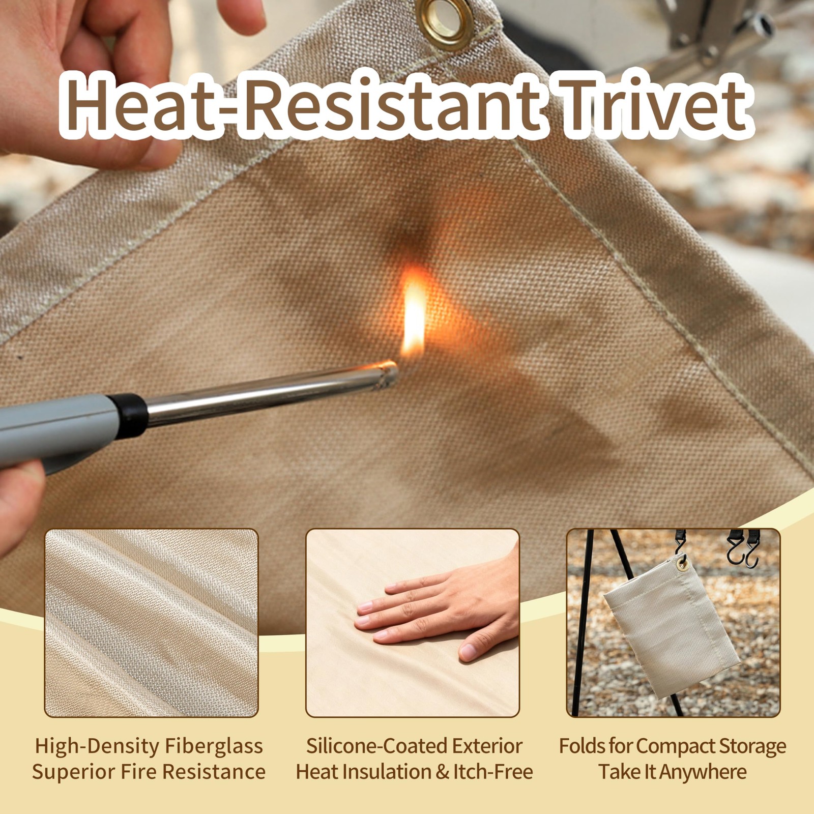 Fireproof Camping Blanket – Heat-Resistant Fiberglass Mat for Outdoor Cooking…