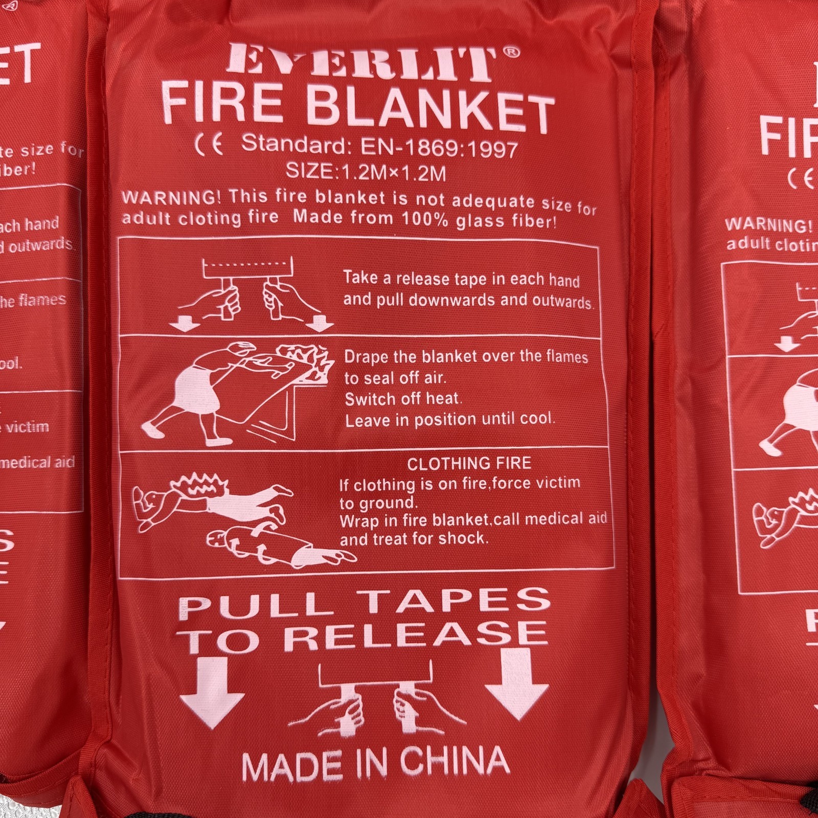 4 PACK FIRE BLANKET Everlit 1.2MX1.2M Emergency Prepared set