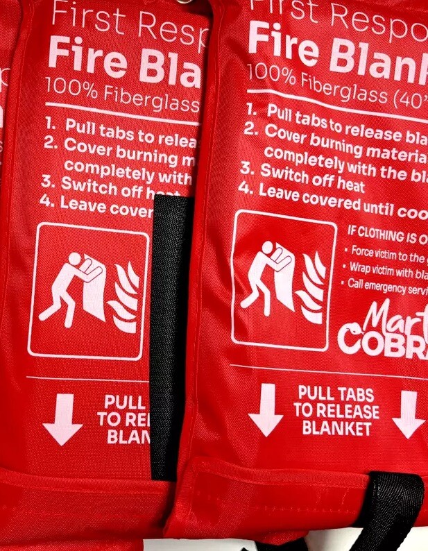 2 PACK FIRE BLANKET Fiberglass Cobra Emergency Home Retardant Prepared 40”x40”