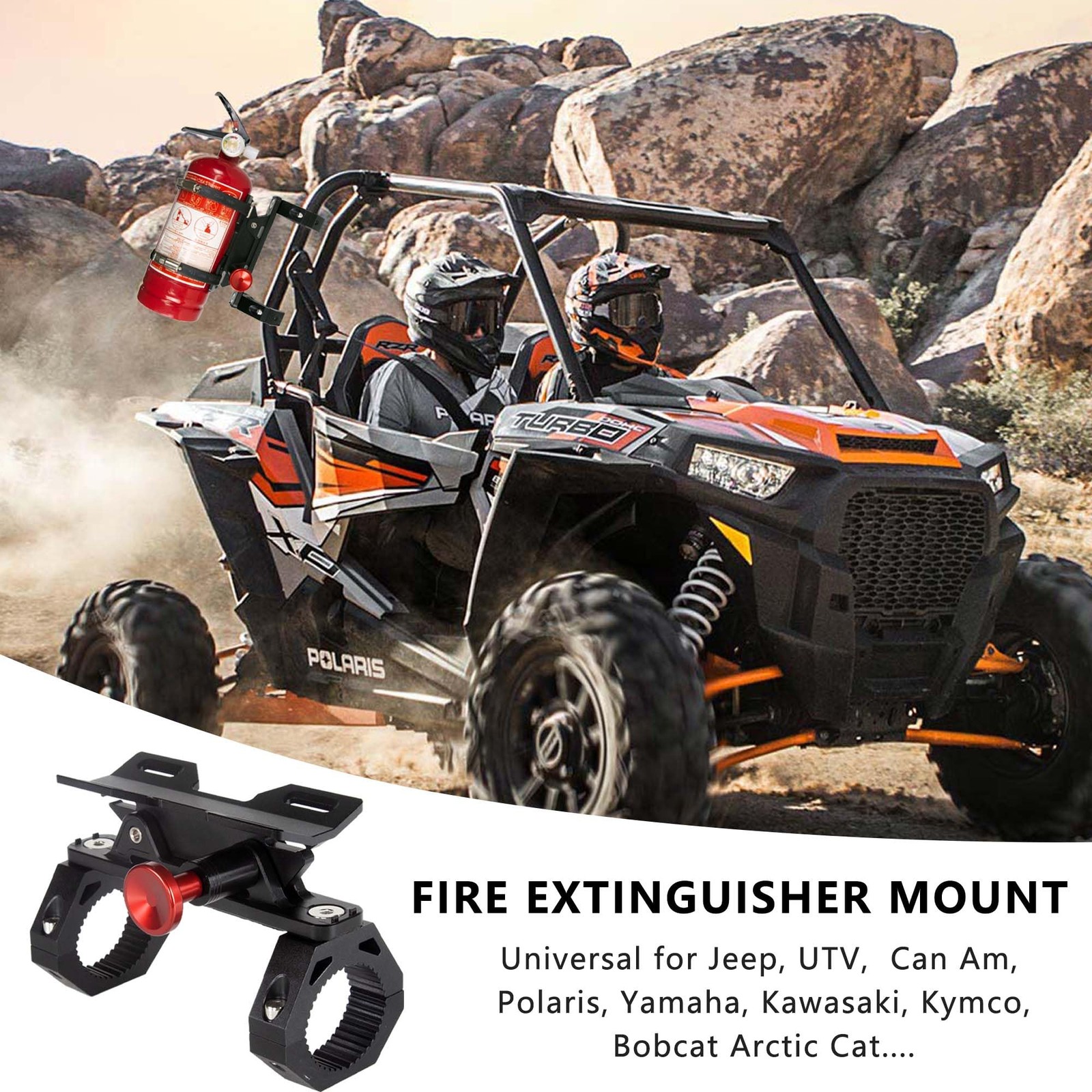 Fire Extinguisher Mount Bracket Aluminum Roll Bar UTV ATV 1.752 Inch Quick Rele