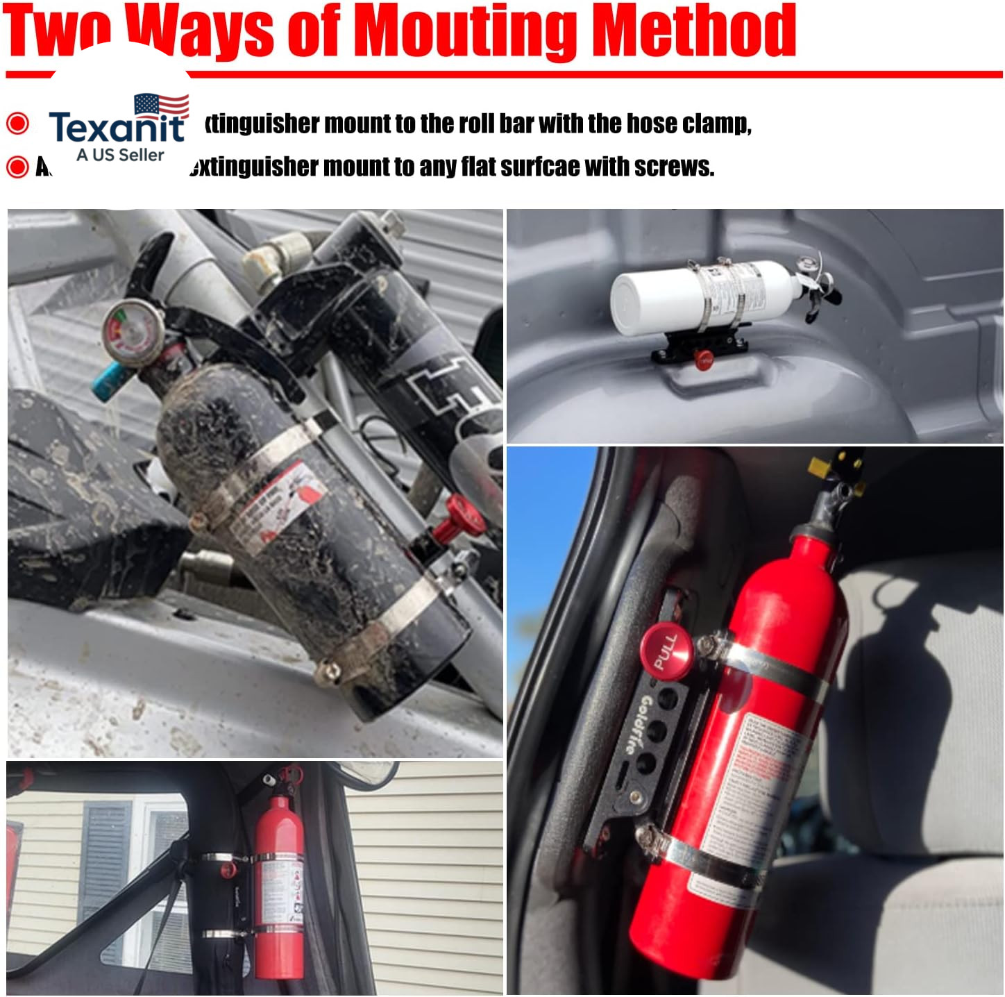 Universal Vehicle Adjustable Quick Release Roll Bar Fire Extinguisher Mount Hold