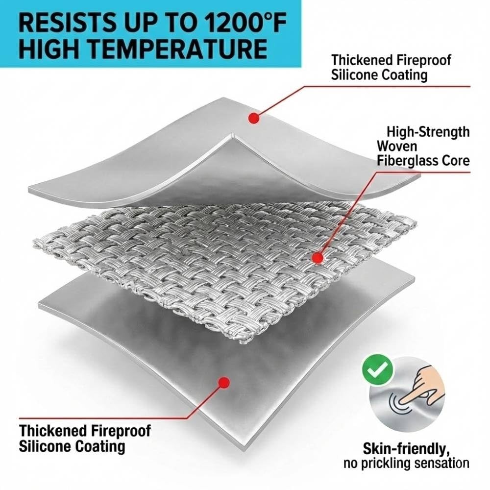 Utypee Emergency Fireproof Cloak with Hood – Silver Silicone Coated Fiberglas…