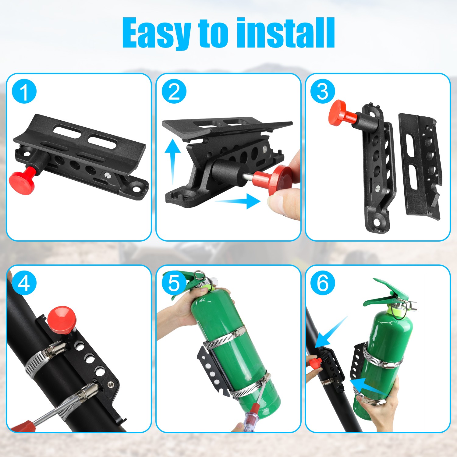 Universal Adjustable Roll Bar Fire Extinguisher Mount Holder For Jeep Wrangler
