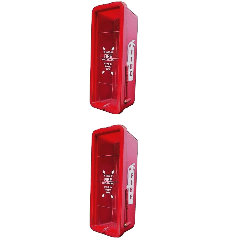 ✅🔥🧯(2-PACK) NEW 5lb. FIRE EXTINGUISHER CABINET WITH PLEXI GLASS, LOCK & HAMMER