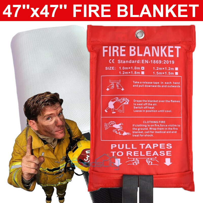 Home Fire Safety Blanket, 1-Pack, Fiberglass, Flame Retardant, 47” X 47” USA