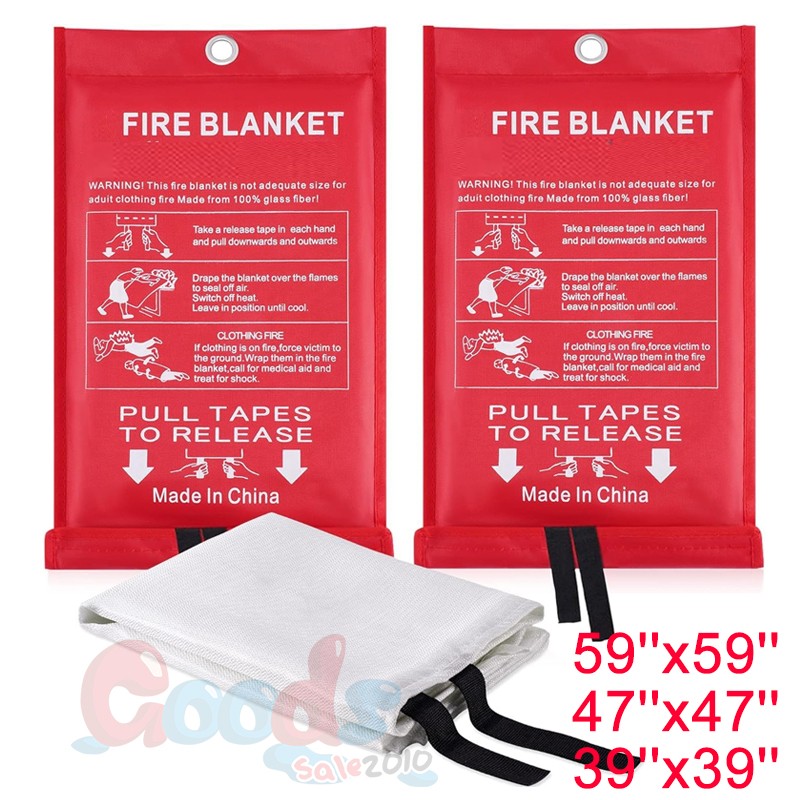 LARGE FIRE BLANKET 1/2PCS, 59”x59” Fiberglass Retardant Prepared Emergency