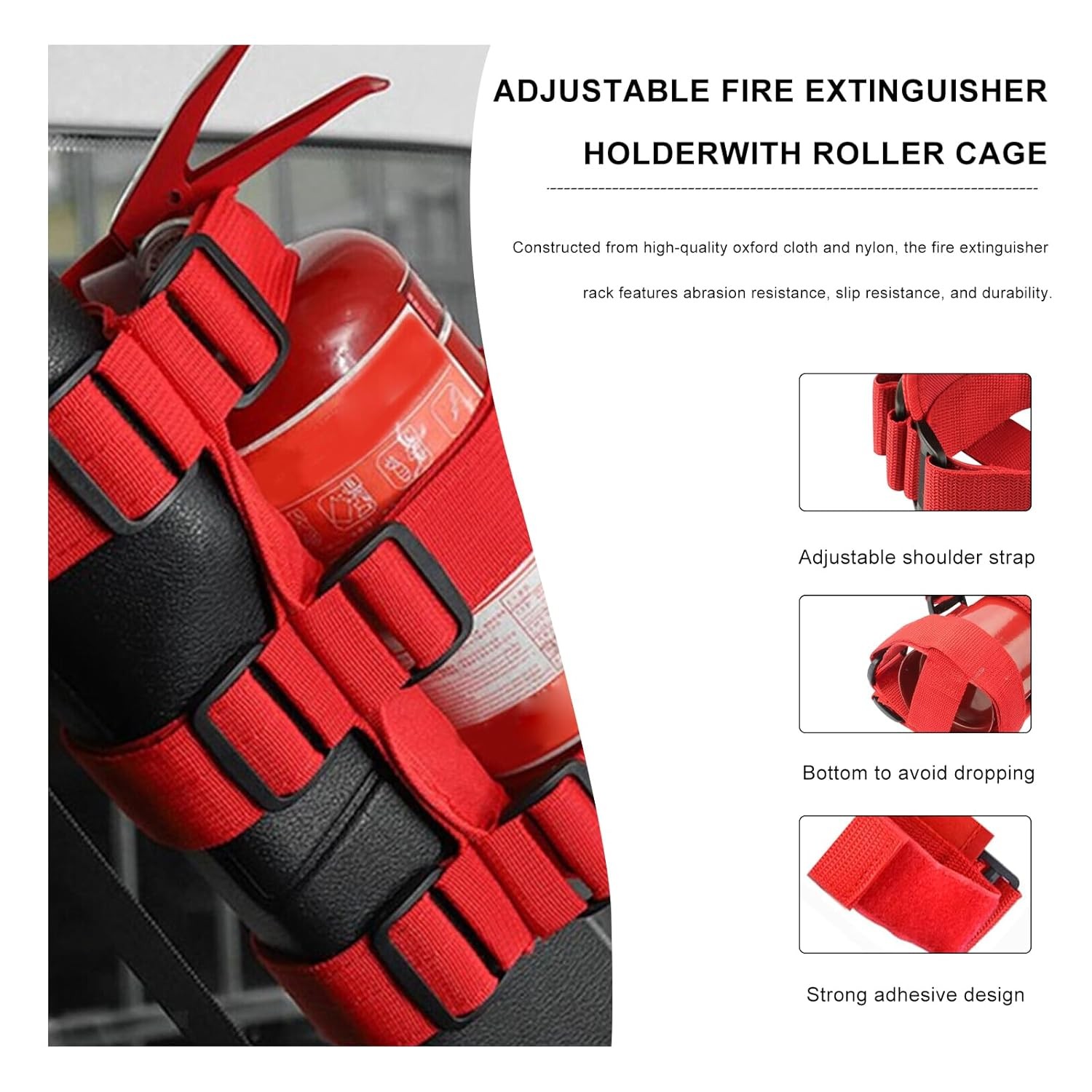 Fire Extinguisher Holder Roll Bar Mount Adjustable Bracket Strap Vehicle Car