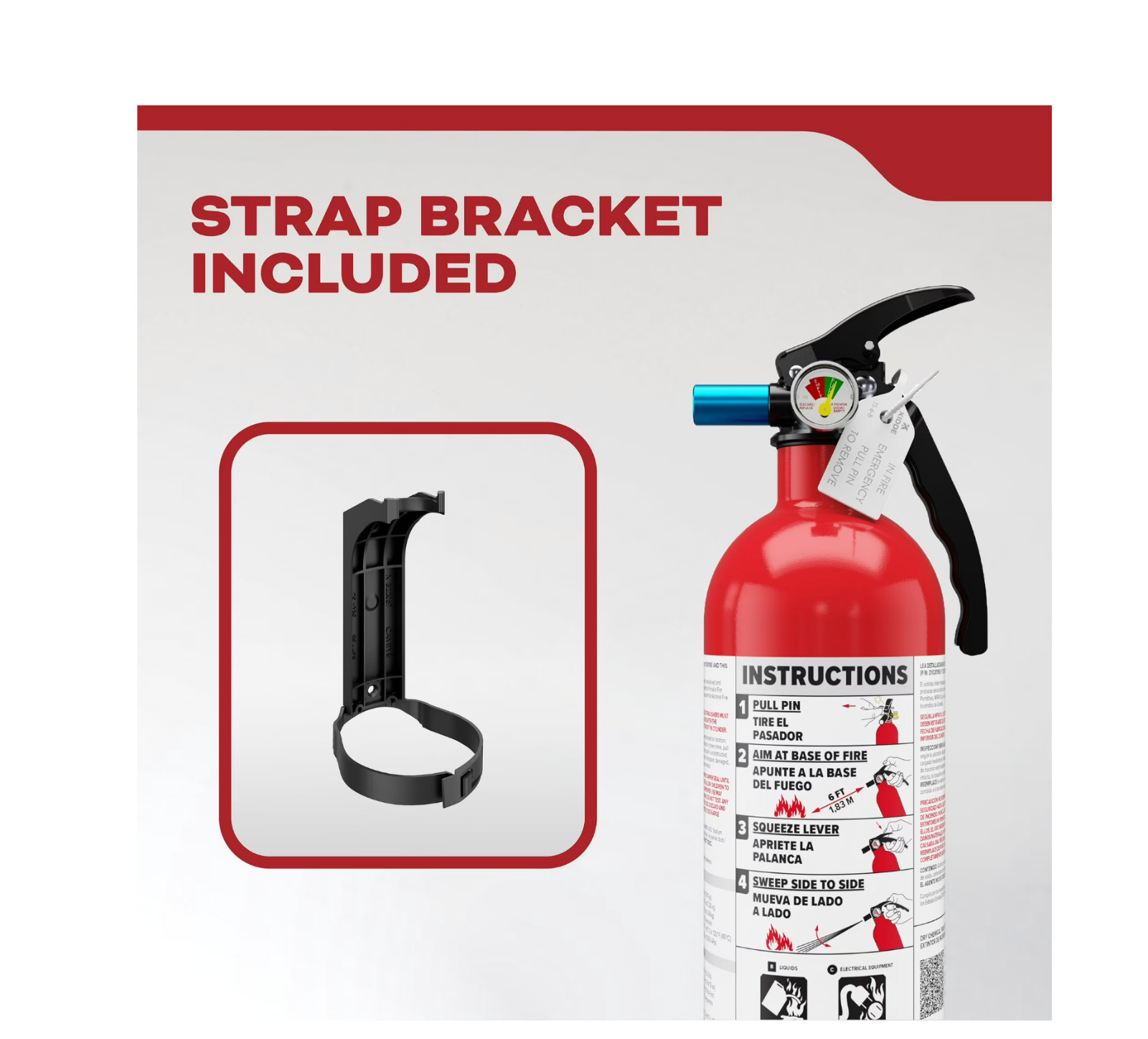 Kidde Fire Extinguisher for Vehicles, Single-Use, Dry Chemical, 5BC, Strap Brack
