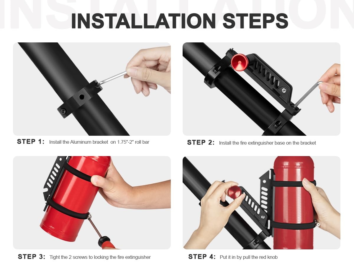 HeavyDuty UTV Fire Extinguisher Mount 2Pcs Quick Release for 1.752 Inch Roll C