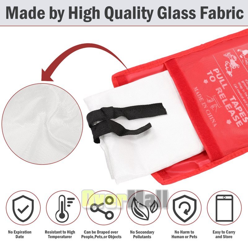 47″X47″ Fire Blanket Emergency for Home Car Fiberglass Fire Suppression Blanket