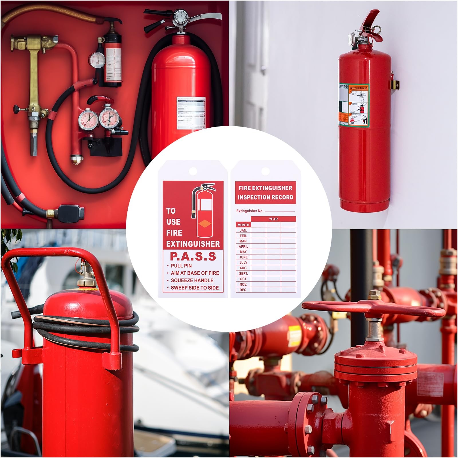 TKCHAX 200 Sets Fire Extinguisher Inspection Tags with 200PCS Adjustable Zip …