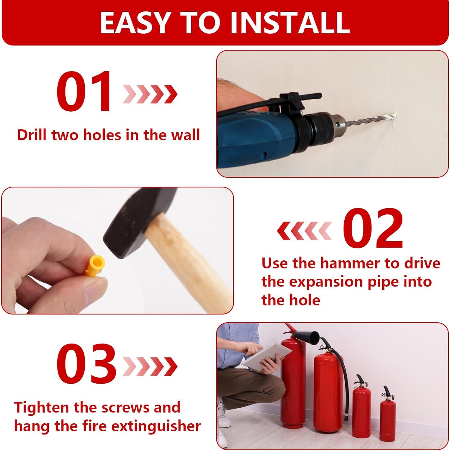 4 Pack Fire Extinguisher Mounting Brackets 5-10lbs