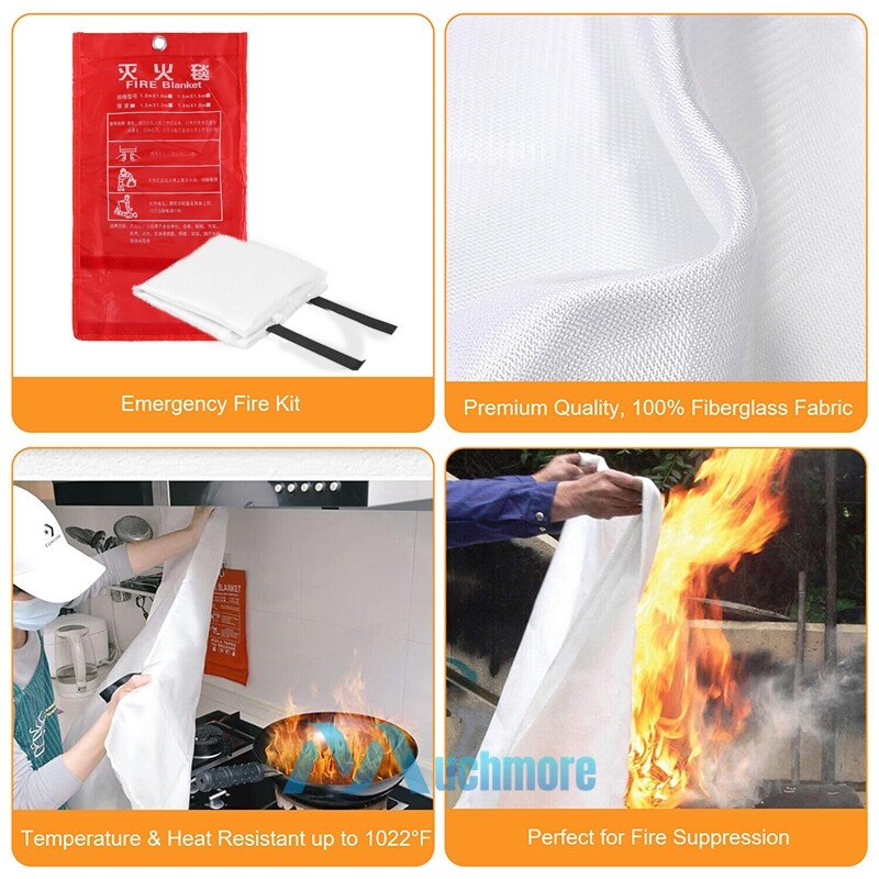 1-4 PACK Large Fire Blanket Fiberglass Emergency Home Office Retardant Prepared