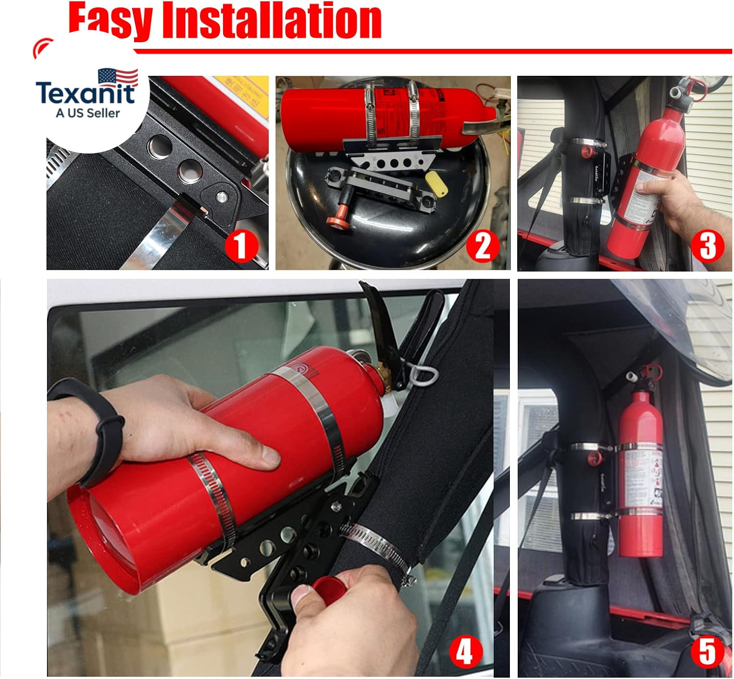Universal Vehicle Adjustable Quick Release Roll Bar Fire Extinguisher Mount Hold
