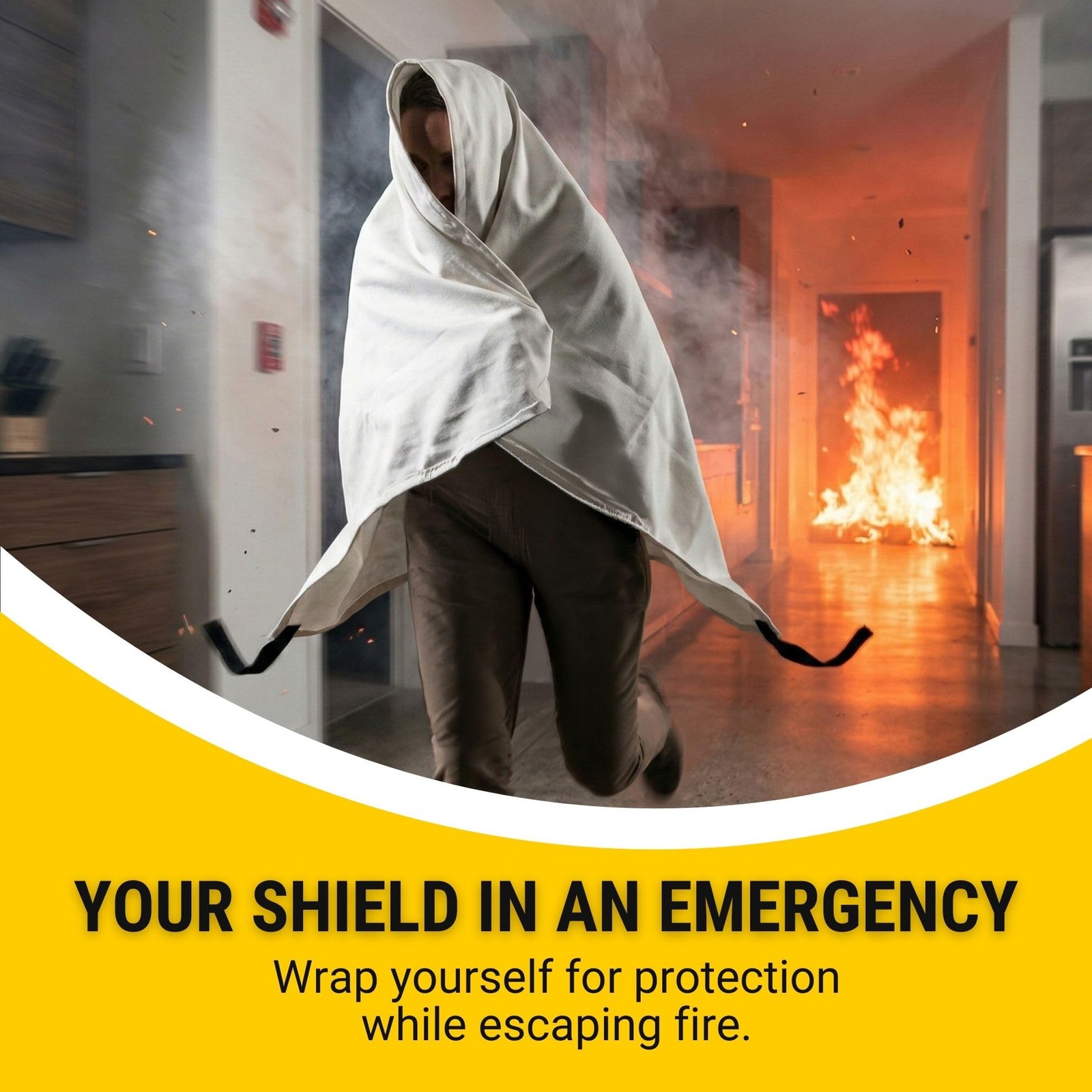 3-Pack Fire Blankets 40″ x 40″ Emergency Flame-Resistant Fire Suppression Bla…