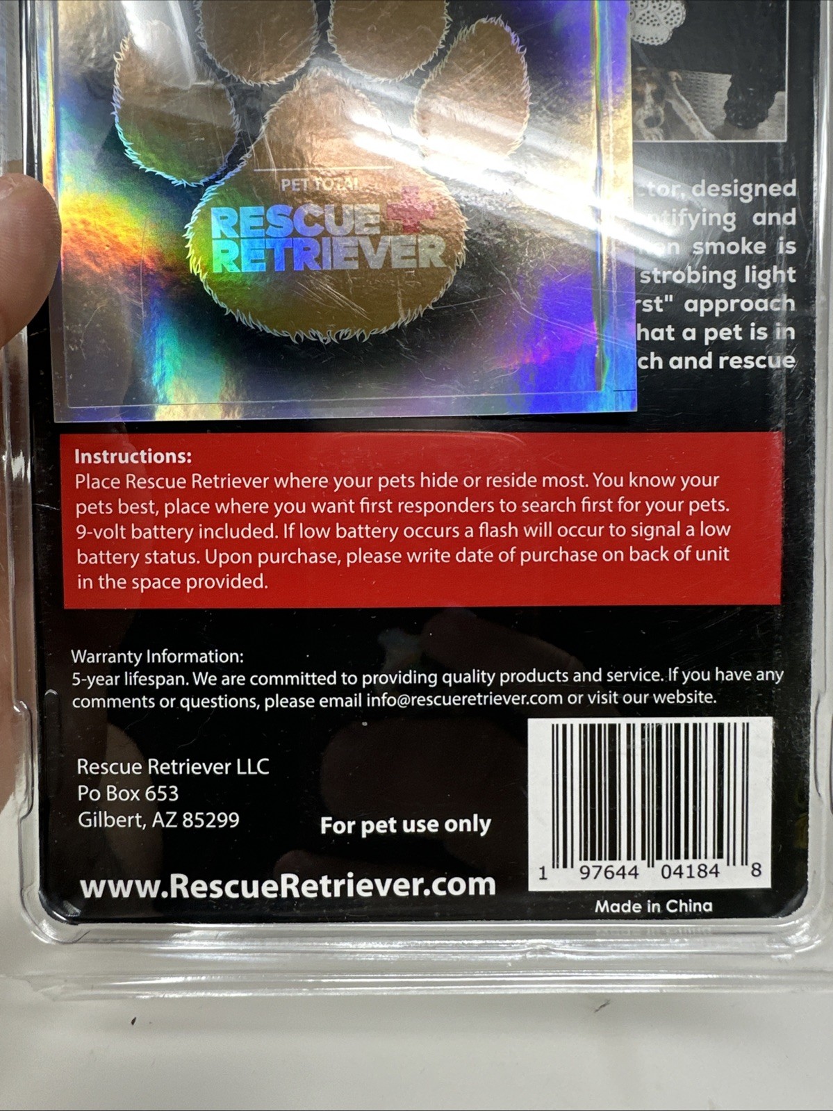 Rescue Retriever Smoke Detector Pet Alert Emergency Safety Device New