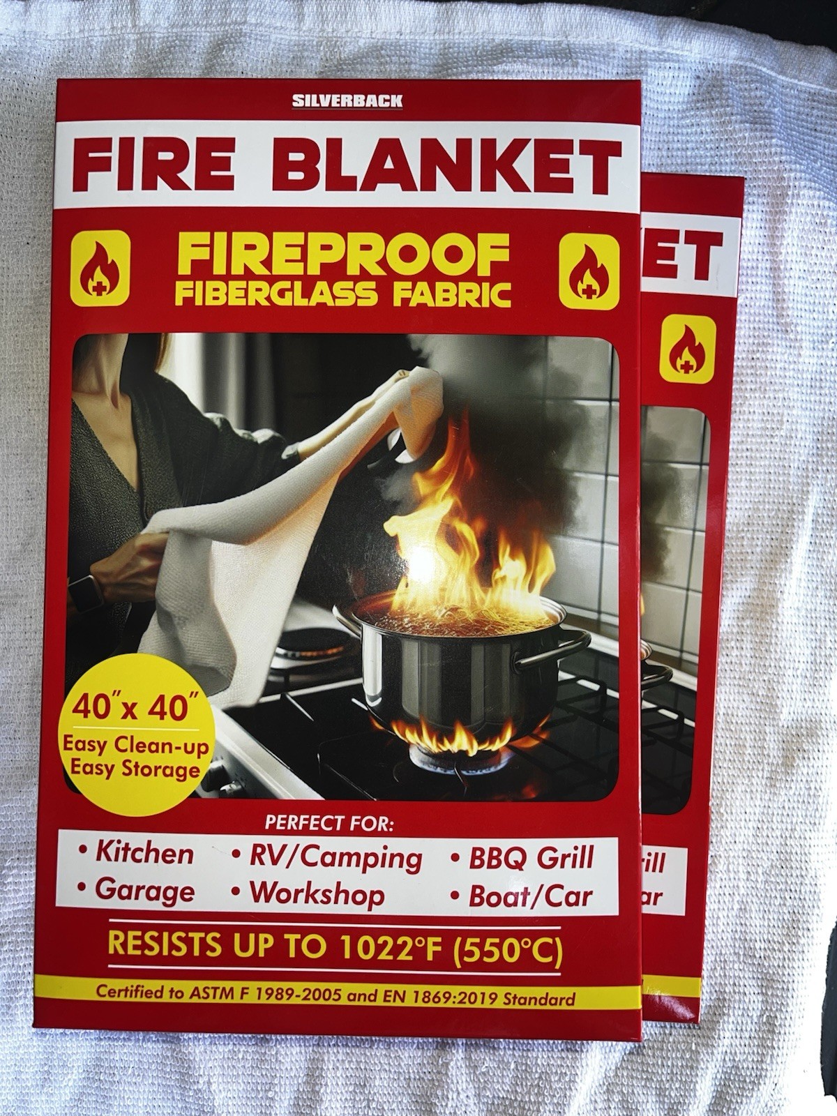 Silverback Fire Blanket Fireproof 40×40 In. Brand New Free Shipping (2 Pack)