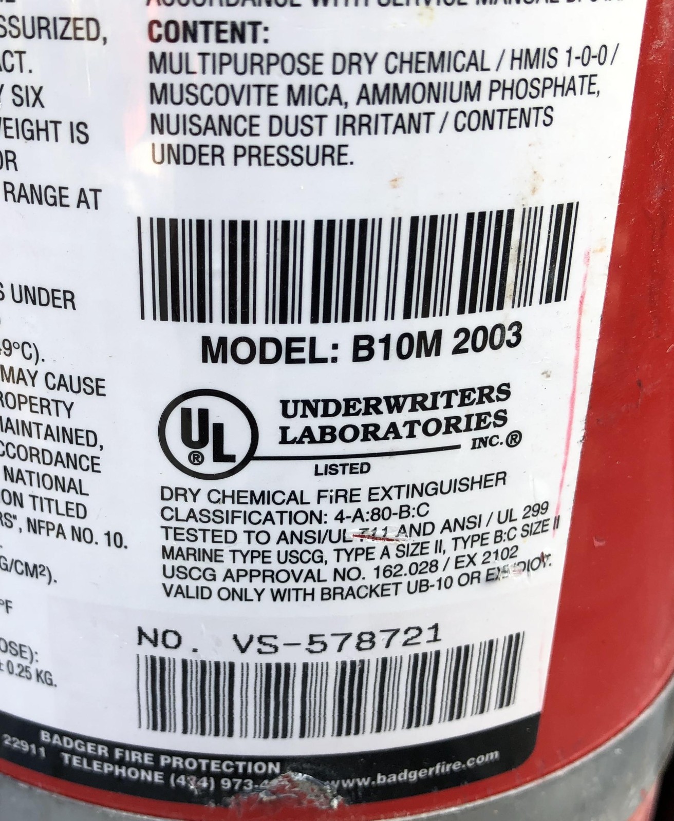 Dry Chemical 10lb Fire Extinguisher Badger B10M – #9