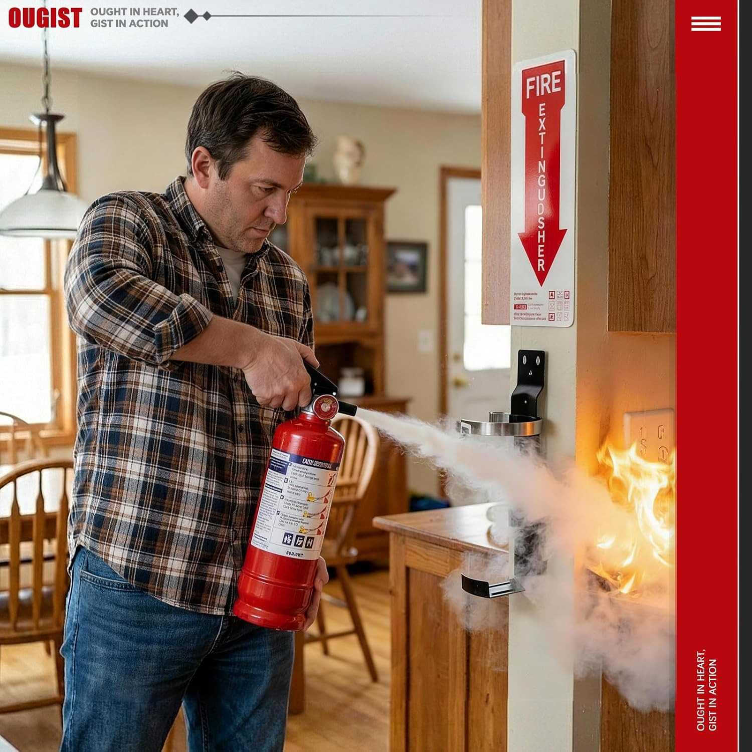 Ougist ABC Fire Extinguisher with Home Wall mount Bracket, Quick-Release Handle,
