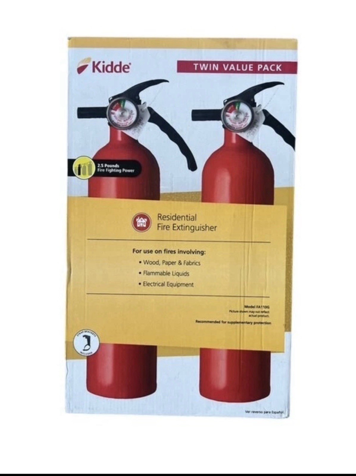 Kidde Fire Extinguisher Twin pack dry chemical powder Multipurpose Extinguisher