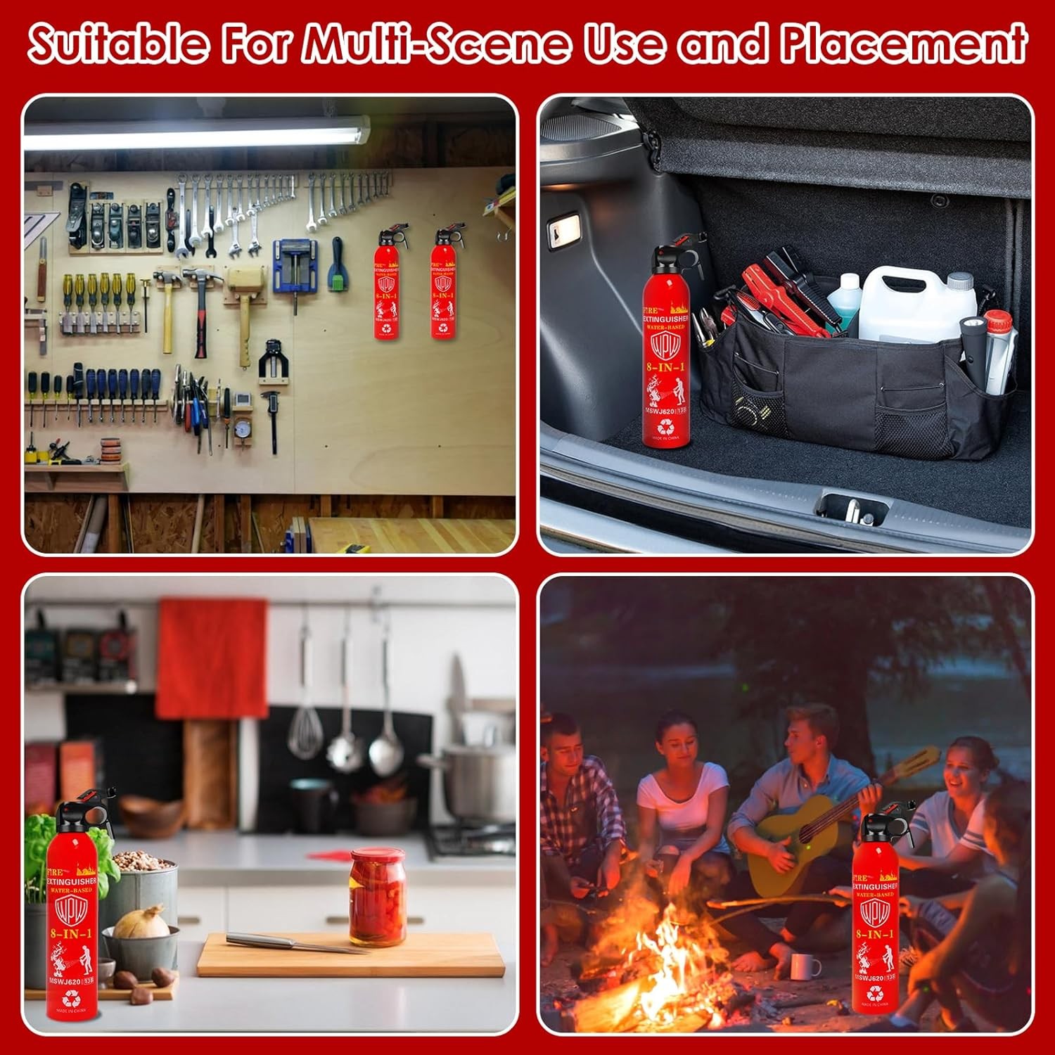 WPW 620ml Large Upgraded 8-in-1 Fire Extinguisher for Home with Wall Mount Porta