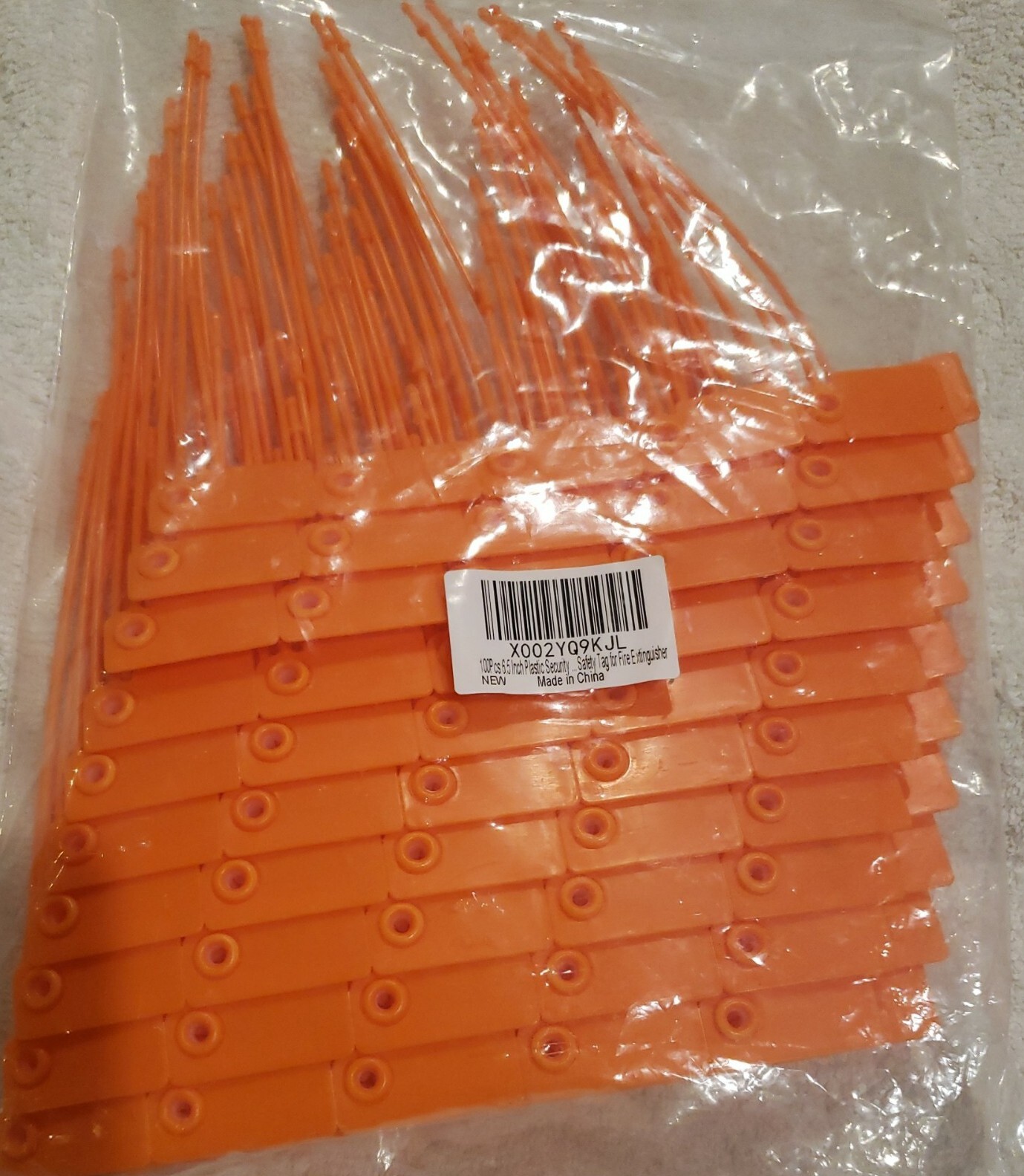 NEW 100 FIRE EXTINGUISHER TAMPER PROOF “FLAG” SAFETY SEALS (ORANGE)
