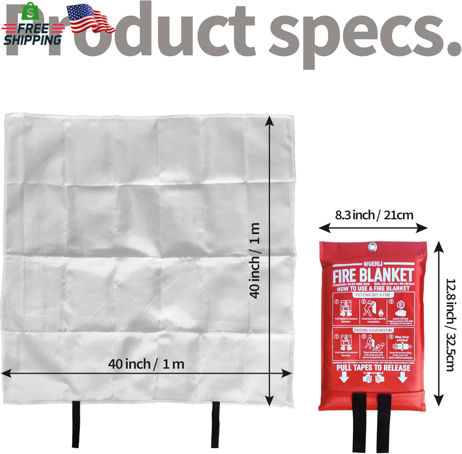 Fire Blanket for Home and Kitchen,40″ X 40″,4 Pack,Emergency Fire Blanket